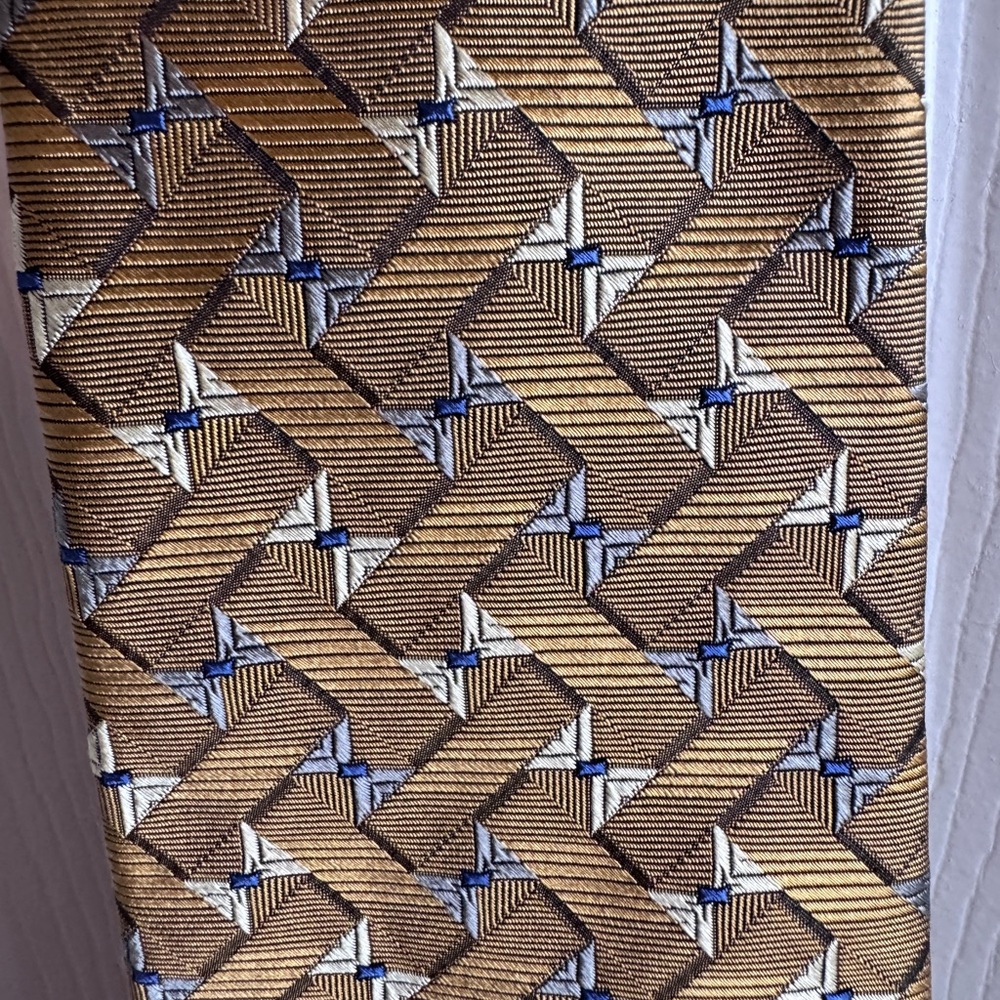 Robert Talbott Geometric Gold Tie - image 7